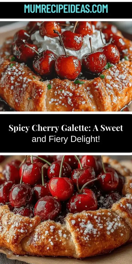 Discover the delightful Spicy Cherry Galette with a Kick, a perfect twist on a classic French pastry. This rustic dessert combines the natural sweetness of ripe cherries with a surprising hint of cayenne pepper, elevating your palate with its sweet and spicy balance. Easy to make and visually appealing, it's an ideal option for any gathering. Whether enjoyed warm or at room temperature, serve it with whipped cream or ice cream for an unforgettable treat that will impress your guests!
