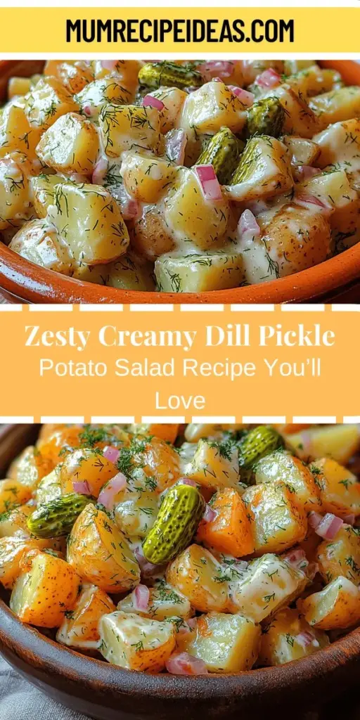 Discover the delicious twist on a classic dish with Zesty Creamy Dill Pickle Potato Salad. This refreshing recipe combines Yukon Gold potatoes with tangy dill pickles, creamy mayo, and a hint of Dijon mustard for a vibrant flavor that’s perfect for barbecues, picnics, or family gatherings. Learn how to create a crowd-pleaser with easy step-by-step instructions, and explore variations to make it your own. Bring comfort and joy to your next meal with this delightful salad!