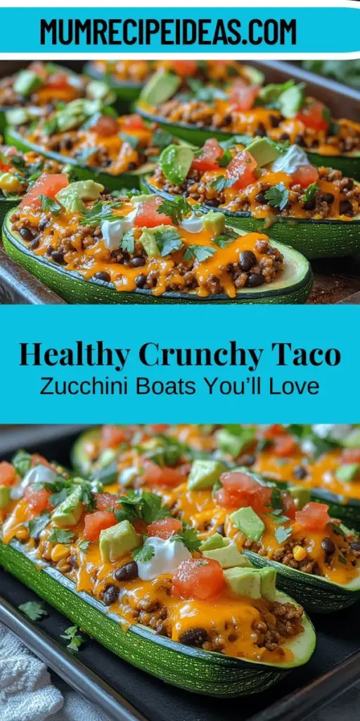 Discover a delicious and healthy twist on tacos with Crunchy Taco Zucchini Boats! This recipe replaces traditional tortillas with zucchini, creating a lower-carb, nutrient-packed meal that satisfies your craving for flavor. Easy to prepare, these zucchini boats are perfect for busy weeknights and can cater to various dietary preferences. Enjoy the goodness of zucchini filled with tasty taco-inspired ingredients, making it a delightful addition to any menu.
