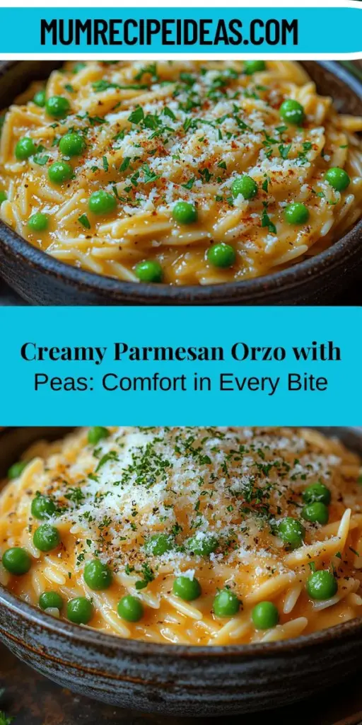 Discover the comforting delight of Luscious Creamy Parmesan Orzo with Peas, a satisfying dish perfect for any occasion. This recipe combines the delicate texture of orzo with rich heavy cream, sharp Parmesan, and sweet peas, creating a creamy, indulgent meal that’s easy to prepare. Learn the essential ingredients, step-by-step cooking instructions, and variations to customize this comforting favorite, making it an elegant choice for family dinners or gatherings. Enjoy a flavorful and nutritious meal that's sure to impress!