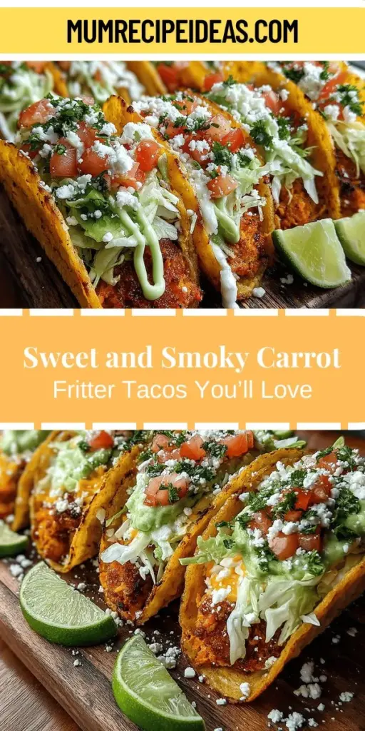 Dive into the delicious world of Sweet and Smoky Carrot Fritter Tacos, where robust flavors meet vibrant nutrition. These tacos feature crispy carrot fritters made from grated carrots, packed with beta-carotene and fiber, perfectly complemented by creamy avocado sauce and zesty lime juice. This easy-to-customize dish is a perfect plant-based meal for any occasion, bringing together freshness and satisfying textures for a culinary experience everyone will enjoy. Embrace the joy of cooking and elevate your taco game!