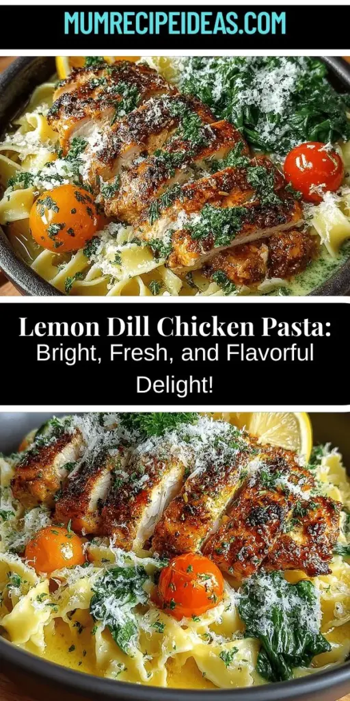 Discover the vibrant flavors of Lemon Dill Roasted Chicken Pasta, a delightful dish that combines the zesty kick of lemon, fresh dill, and tender roasted chicken. Perfect for both elegant dinners and casual nights, this recipe is packed with nutritious ingredients like spinach and cherry tomatoes. With easy-to-follow instructions and creative serving suggestions, you’ll impress your family and friends with this colorful, wholesome meal that’s as tasty as it is beautiful.