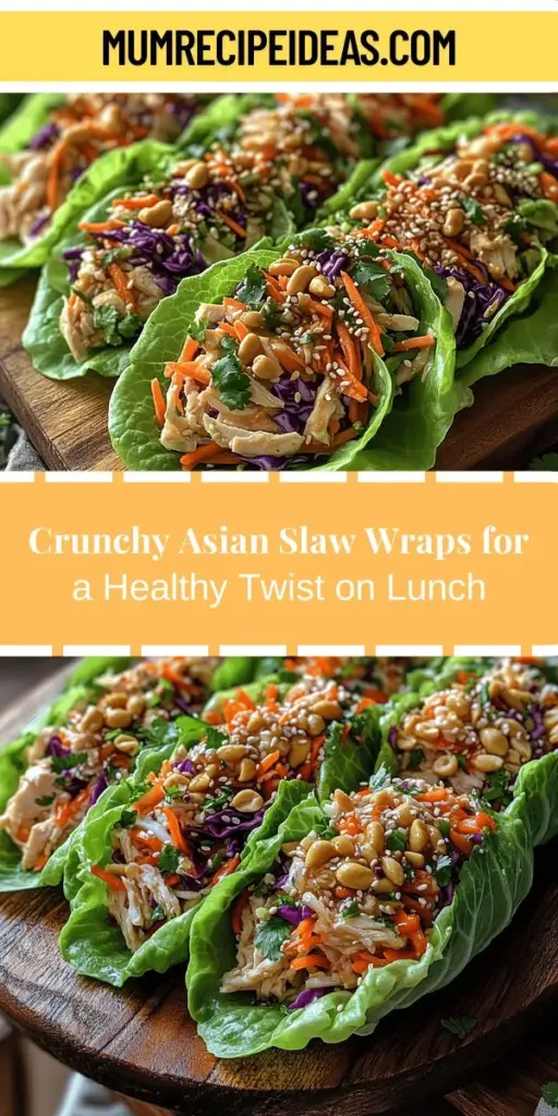 Discover the vibrant world of Crunchy Asian Slaw Wraps, a delicious and healthy meal option perfect for any occasion. Packed with fresh vegetables like Napa cabbage, carrots, and bell peppers, these wraps offer a delightful crunch and a burst of flavors. Easily customizable for various diets—choose between chicken or tofu—these wraps are both satisfying and nutritious. Enjoy them as a light lunch or an impressive dinner party dish. Dive into a refreshing culinary experience today!