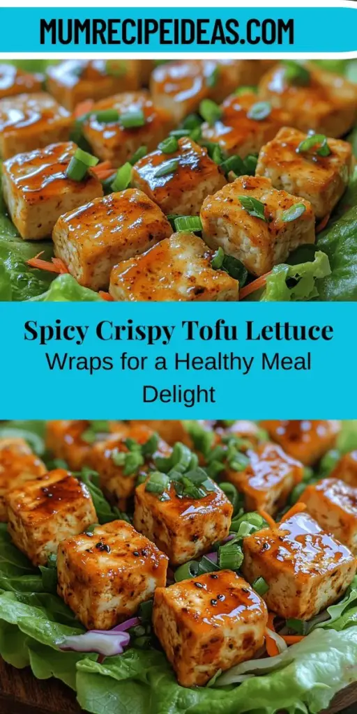 Discover the deliciousness of Spicy Crispy Tofu Lettuce Wraps, a healthy, plant-based meal that’s both satisfying and flavorful. This recipe showcases crispy tofu wrapped in fresh lettuce, paired with vibrant toppings and a zesty sauce. Easy to customize for various dietary needs, these wraps are perfect for quick weeknight dinners or casual gatherings. Packed with protein and bursting with flavor, they’re sure to impress anyone looking for nutritious meal options.