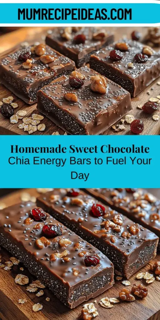 Discover the joy of making Sweet Chocolate Chia Energy Bars, the perfect blend of taste and nutrition! These homemade snacks not only satisfy your cravings but also fit into a healthy lifestyle with their impressive nutritional profile. Easy to make, these bars offer customizable flavors and are packed with wholesome ingredients like oats, almond butter, and chia seeds. Ideal for a quick energy boost, they’re great for gym sessions, work, or anytime you need a nutritious pick-me-up. Enjoy a deliciously healthy treat that you can feel good about!