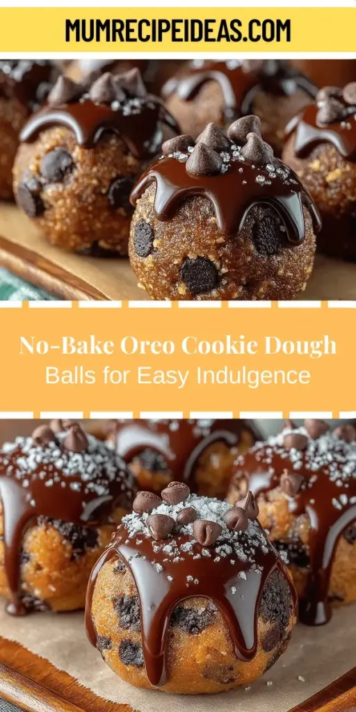 Indulge in the ultimate sweet treat with Decadent No-Bake Oreo Cookie Dough Balls! Perfect for those busy days when you crave a quick and easy dessert, these delightful bites combine the rich flavors of Oreo cookies, creamy filling, and semi-sweet chocolate. Simple to make and no oven required, they're ideal for snacking, parties, or a special touch in lunchboxes. Enjoy every bite of this hassle-free, delicious dessert that everyone will love!