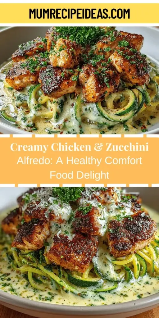 Discover the indulgent flavors of Creamy Chicken & Zucchini Alfredo, a comforting dish that combines rich Alfredo sauce with lean chicken and nutritious zucchini. This recipe offers a healthy twist on a classic favorite, providing a satisfying meal that's easy to prepare. Enjoy spiralized zoodles as a low-carb alternative, all while experiencing a delicious blend of textures and flavors. Perfect for impressing guests or enjoying a cozy night in, this Creamy Chicken & Zucchini Alfredo is a must-try!
