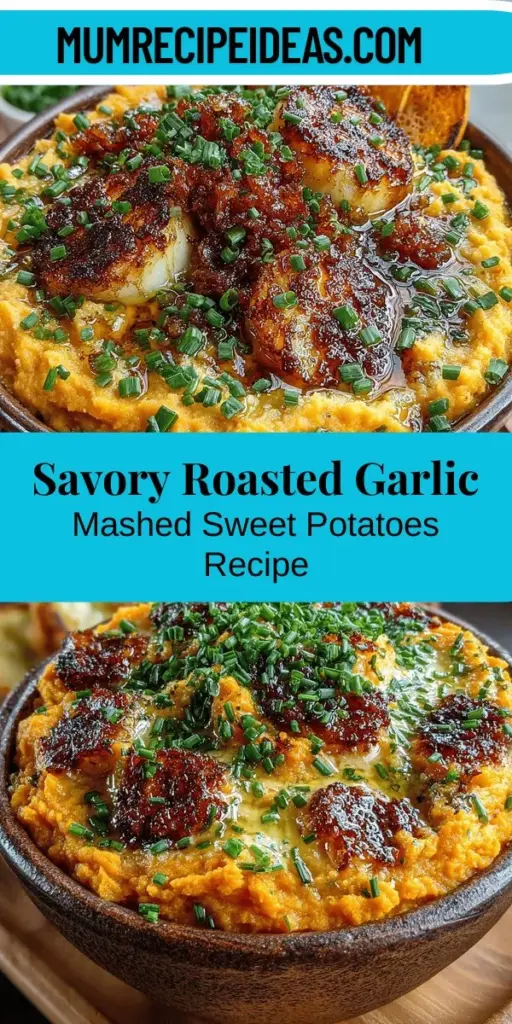 Discover the delicious blend of sweet and savory with Sweet & Savory Roasted Garlic Mashed Sweet Potatoes. This comforting dish marries the natural sweetness of sweet potatoes with the rich, mellow flavors of roasted garlic. Easy to make and visually appealing, it's a perfect side for holiday feasts or weeknight dinners. Packed with vitamins and fiber, this dish is a nutritious addition to your table. Elevate your meals with this creamy, flavorful recipe that will leave everyone wanting more.