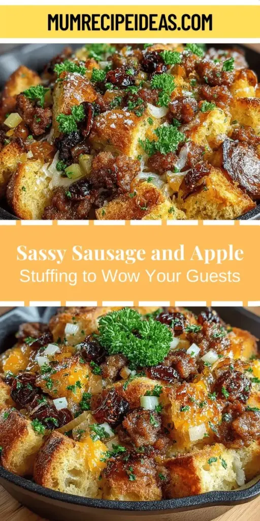 Elevate your dining experience with Sassy Sausage & Apple Skillet Stuffing, a flavorful twist on a holiday classic. This delightful dish combines spicy Italian sausage with sweet apples, aromatic herbs, and a selection of sautéed vegetables for a delicious balance of sweet and savory. Perfect as a side or main course, this stuffing adapts well to different occasions. Try it out and impress your family with a new spin on traditional comfort food!