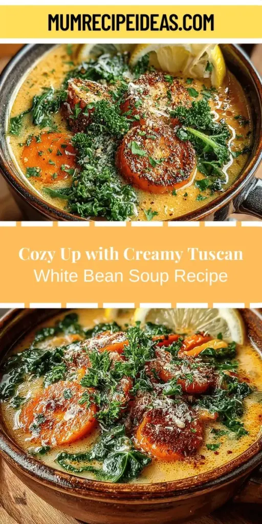 Dive into a bowl of warmth with Creamy Tuscan White Bean Soup, a dish that captures the heart of Tuscan culinary traditions. This nourishing soup combines creamy white beans, vibrant vegetables, and aromatic herbs, making it a delightful addition to any meal. Perfect for cozy evenings, it’s easy to prepare and adaptable for various dietary needs. Whether served as an appetizer or a main course, this comforting soup is sure to create lasting memories around the dinner table.