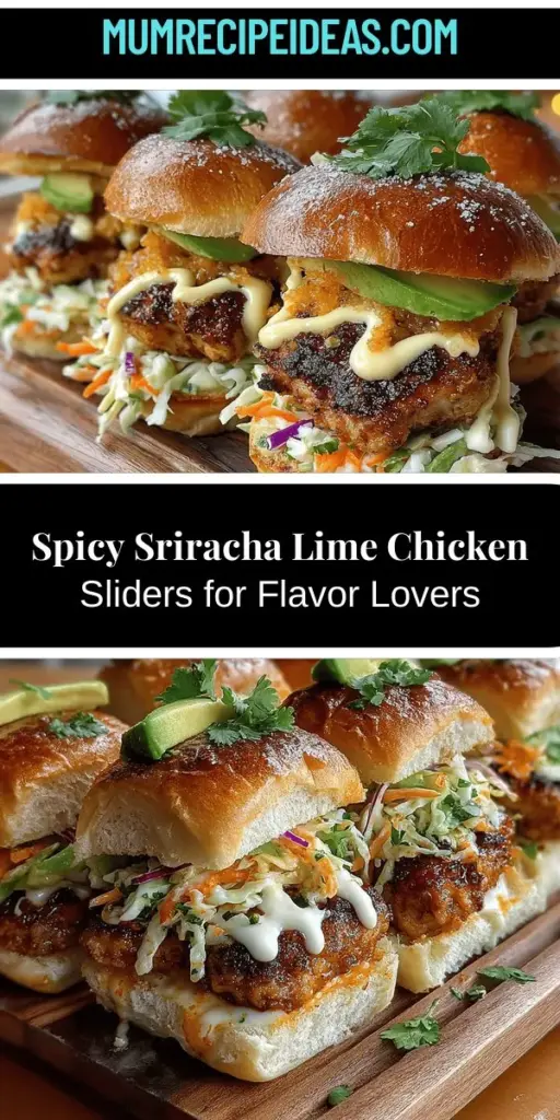 Discover the irresistible flavors of Spicy Zing Sriracha Lime Chicken Sliders! This recipe blends the heat of Sriracha with the zesty freshness of lime, all nestled in soft slider buns. Perfect for gatherings or a weeknight meal, these customizable sliders cater to every spice lover. Packed with lean ground chicken, aromatic garlic, and a crunchy slaw, they offer a delightful mix of taste and texture. Prepare to impress your family and friends with this delectable dish!