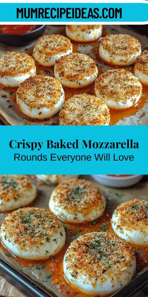 Discover the perfect appetizer with crispy baked mozzarella rounds that are both easy to make and irresistible! Fresh mozzarella balls are coated in a delightful blend of flour, eggs, and breadcrumbs, producing a crunch that gives way to gooey cheese inside. Served alongside a tangy marinara dipping sauce, they are a crowd favorite for gatherings or casual snacking. Learn about the essential ingredients, step-by-step preparation, and creative variations to impress your guests. Enjoy a tasty treat that’s sure to elevate any occasion!