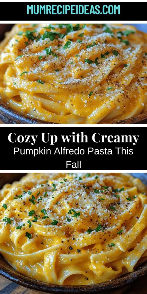 Indulge in the cozy flavors of fall with Creamy Pumpkin Alfredo Pasta. This delightful dish combines the velvety richness of Alfredo sauce with the warm, earthy taste of pumpkin, perfect for chilly evenings. Packed with nutrients and the seasonal appeal of pumpkin, it's a comforting meal that brings family and friends together. Easy to make and customizable with your favorite proteins and veggies, this pasta is a must-try for an autumn dinner!