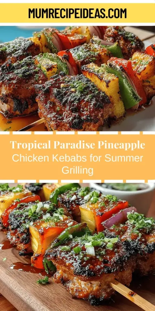 Dive into the flavors of summer with Tropical Paradise Pineapple Chicken Kebabs! This delicious recipe features juicy chicken thighs, sweet grilled pineapple, and colorful vegetables, making it perfect for barbecues or quick weeknight dinners. Packed with nutrients and vibrant tastes, these kebabs are easy to prepare and sure to impress. Learn how to marinate, grill, and serve this delightful dish that brings a taste of the tropics right to your table!