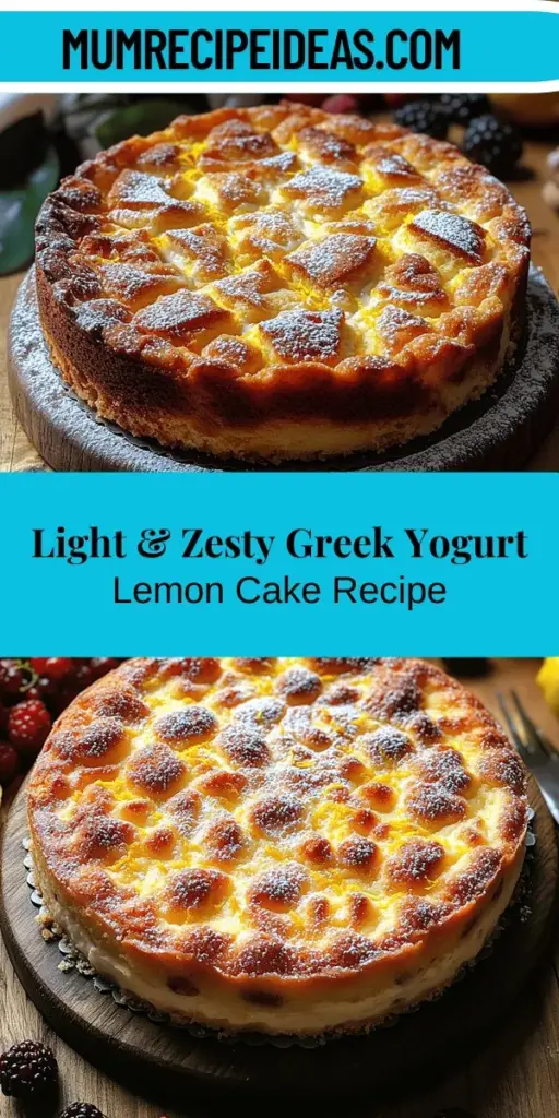 Discover the perfect balance of zesty lemon and creamy Greek yogurt in this light and refreshing cake! Ideal for any occasion, this recipe transforms traditional dessert with healthier ingredients for a guilt-free indulgence. Experience the delightful burst of flavor while enjoying the health benefits of Greek yogurt, known for its protein and probiotics. Elevate your baking with this delicious cake that’s as enjoyable to share as it is to make!