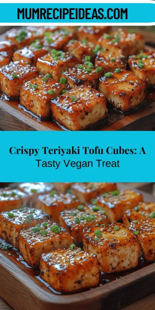 Discover the deliciousness of Crispy Teriyaki Tofu Cubes, a plant-based delight that's perfect for any meal! This recipe highlights tofu's versatility and ability to soak up flavors, offering a crispy exterior and tender inside. With a rich teriyaki sauce that balances sweet, savory, and tangy notes, these tofu cubes make a satisfying dish on their own or served over rice or with sautéed veggies. Ideal for anyone exploring healthy, tasty vegan options!