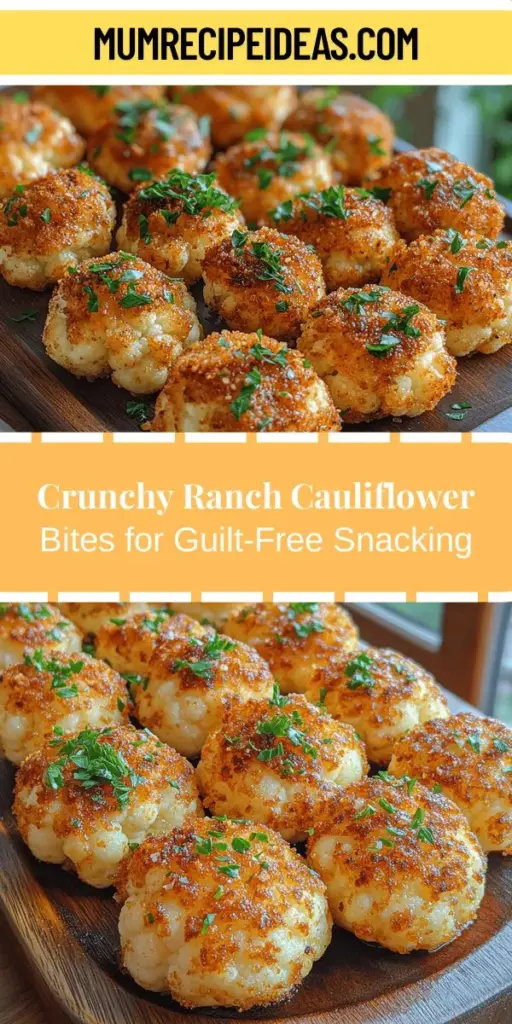 Discover the joy of healthy snacking with Crunchy Ranch Cauliflower Bites! These delicious, plant-based treats offer a satisfying crunch and bold flavor, making them perfect for anyone looking for a guilt-free snack. Packed with nutrients and easy to prepare, these bites transform cauliflower into a fun and nutritious alternative to traditional snacks. Explore variations and serving suggestions that will delight your taste buds and impress your friends. Enjoy a wholesome twist on snacking today!