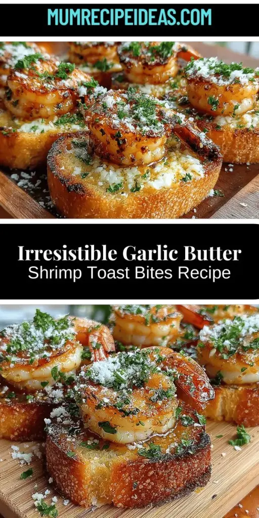 Elevate your appetizer game with these delicious Garlic Butter Shrimp Toast Bites! This easy recipe features succulent shrimp cooked in a rich garlic butter sauce, served atop crispy toasted bread. Perfect for any gathering or casual dinner, these bites combine simplicity with gourmet flair. Enhance your culinary skills while impressing your guests with this flavorful dish that's sure to tantalize taste buds. Dive into the steps and create a mouthwatering treat!