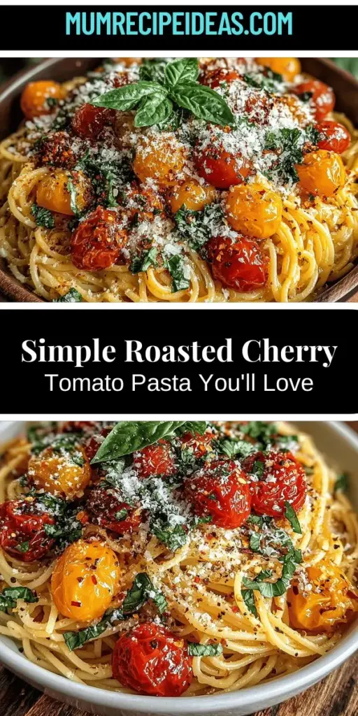 Roasted Cherry Tomato Pasta is a simple yet flavorful dish perfect for weeknight dinners or impressing guests. Combining sweet roasted tomatoes, aromatic garlic, and fresh herbs with al dente pasta, this recipe is bursting with taste. It's quick to prepare and also nutritious, offering antioxidants and vitamins. Elevate your meal with a sprinkle of Parmesan and fresh basil for a gourmet touch. Discover how to create this delightful pasta dish that’s sure to become a favorite in your home.