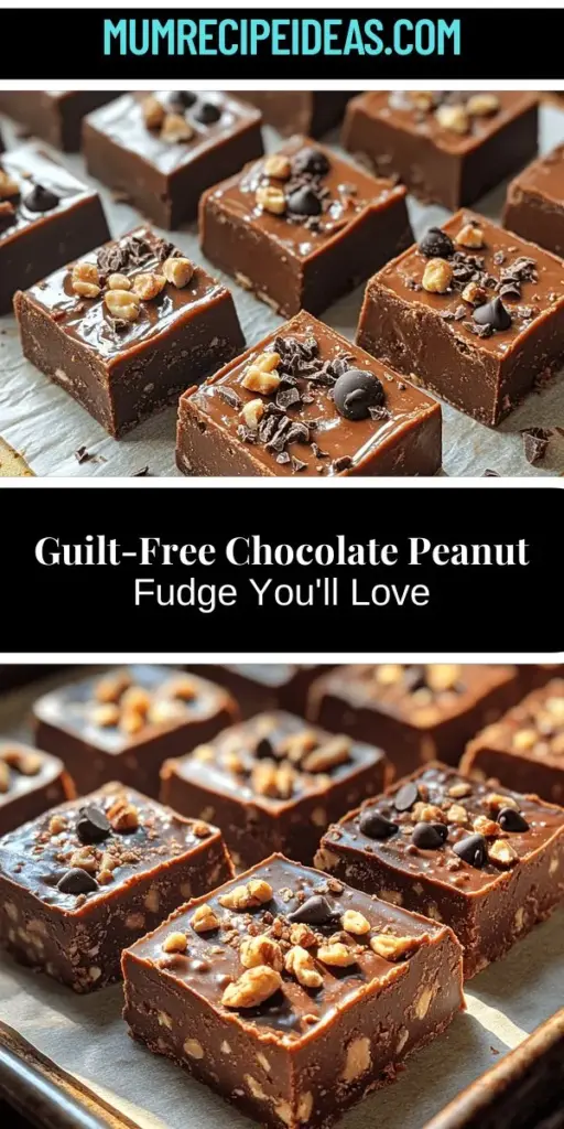 Satisfy your sweet tooth with this Guilt-Free Chocolate Peanut Fudge that's both delicious and nutritious! This simple recipe highlights wholesome ingredients like natural peanut butter, unsweetened cocoa powder, and pure maple syrup. Enjoy a rich dessert that aligns with your health goals, and explore creative variations with optional add-ins. Perfect for snacking or as a delightful dessert, this fudge will quickly become a favorite in your kitchen. Treat yourself guilt-free!