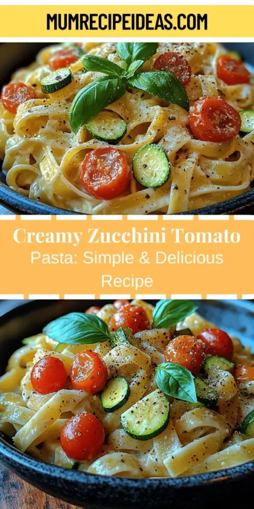 Discover the ultimate comfort food with Creamy Zucchini Tomato Pasta Delight! This dish combines fresh zucchini and sweet cherry tomatoes in a rich, creamy sauce, making it perfect for cozy dinners or impressing guests. With versatile pasta options and a focus on health benefits, this recipe caters to various dietary preferences. Easy to prepare and bursting with flavor, it's a delicious way to enjoy nutritious ingredients that the whole family will love.