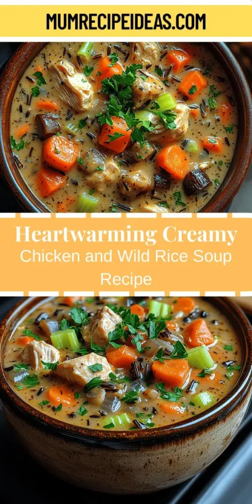 Warm up your winter nights with a bowl of delicious Cozy Creamy Chicken and Wild Rice Soup. This homemade delight combines tender chicken, nutty wild rice, and fresh vegetables in a rich, velvety broth. Perfect for chilly evenings, this soup not only satisfies your hunger but also fills your home with the inviting aroma of comfort food. With simple ingredients and easy preparation, you'll create a heartwarming meal that brings family and friends together. Embrace the cozy vibes and enjoy every spoonful!