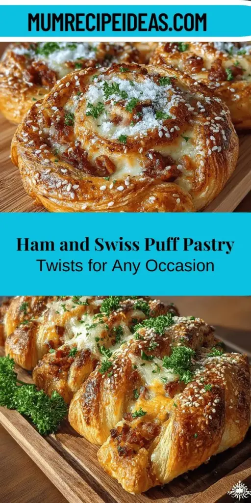 Elevate your snack game with Ham and Swiss Puff Pastry Twists — a perfect combination of flaky pastry, savory ham, and creamy Swiss cheese. Easy to prepare ahead of time, these delicious treats are ideal for any gathering, from casual family nights to chic cocktail parties. The recipe features simple, quality ingredients and offers a delightful mix of flavors and textures. Your guests will love these golden, crispy bites that are as pleasing to the eye as they are to the palate.