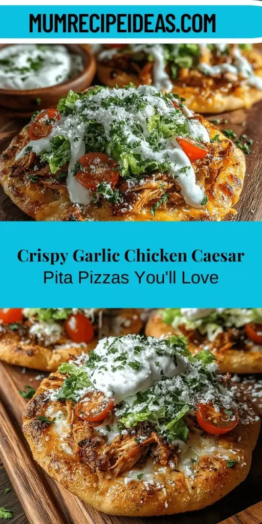 Discover the delicious fusion of flavors with Crispy Garlic Chicken Caesar Pita Pizzas. This innovative recipe combines the classic taste of Caesar salad with the comfort of pizza, using whole wheat pitas for a nutritious twist. Perfect for busy weeknights or gatherings, these pizzas offer a satisfying crunch and zesty toppings that everyone will love. Get instructions, ingredient details, and health benefits to create this tasty dish that’s both enjoyable and wholesome. Dive into an exciting culinary experience today!