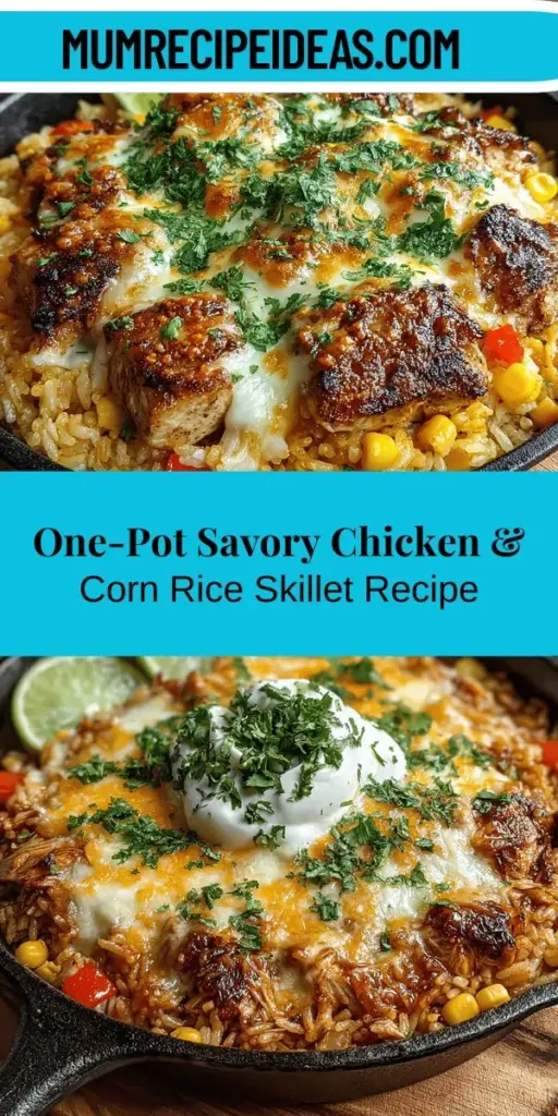 Discover the irresistible Savory Chicken & Corn Rice Skillet Delight, your new go-to one-pot meal! This comforting dish features tender chicken thighs, sweet corn, and fluffy rice all cooked together with aromatic spices for a burst of flavor in every bite. Perfect for busy weeknights or relaxed weekends, it’s not only easy to make but also nutritious and satisfying. Enjoy a meal that brings family together and warms the soul without the hassle of cleanup. Get ready to savor homemade goodness!