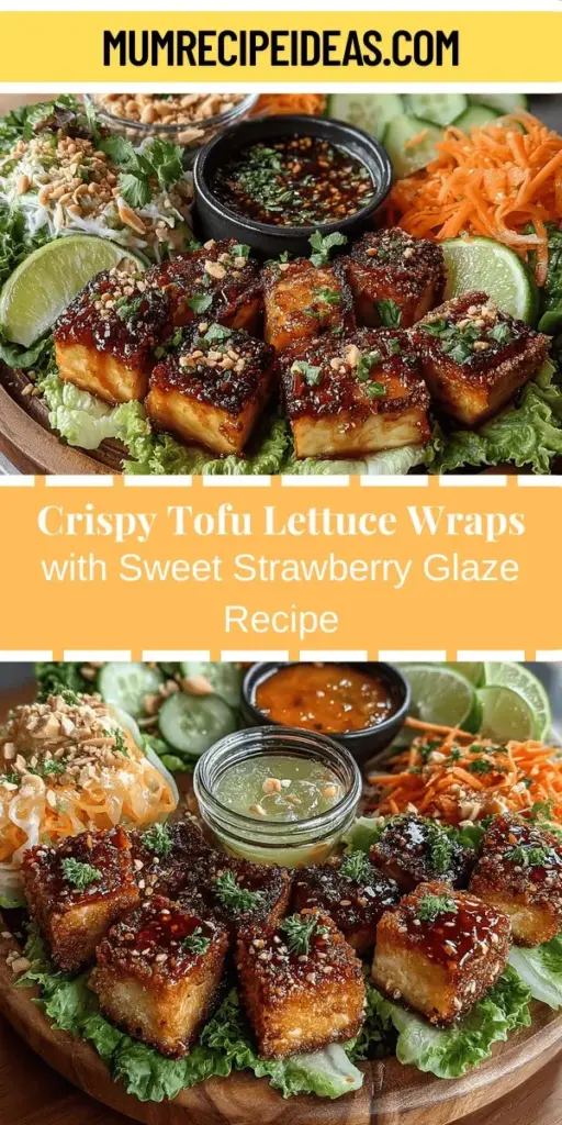 Discover the deliciousness of Crispy Tofu Lettuce Wraps with Sweet Strawberry Glaze! This vibrant dish combines crispy, marinated tofu with a sweet and tangy strawberry glaze, wrapped in refreshing lettuce leaves. Perfect for a light meal or snack, these wraps are not only packed with protein but also bursting with flavor and texture. Elevate your plant-based cooking with this nutritious and visually appealing recipe that everyone will love!