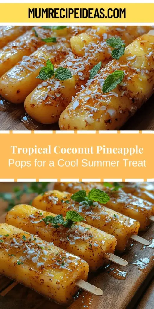 Looking for a delicious way to cool down this summer? Try making Luscious Coconut Pineapple Pops! This refreshing treat combines the sweetness of fresh pineapple with the creamy goodness of coconut milk for a tropical delight. Packed with health benefits, these popsicles are made with natural ingredients that nourish while satisfying your sweet cravings. Perfect for pool days, picnics, or anytime you're craving a guilt-free frozen snack. Get ready to enjoy a taste of summer in every bite!