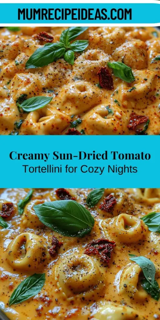 Indulge in the comfort of Creamy Sun-Dried Tomato Tortellini, a perfect blend of rich, velvety sauce and delightful cheese-filled pasta. This easy-to-make recipe transforms everyday ingredients like sun-dried tomatoes and fresh spinach into a gourmet dish that's sure to impress. Ideal for cozy weeknight dinners or special occasions, you can customize it to fit your tastes, whether you prefer traditional or dairy-free options. Dive into a bowl of warmth and flavor with this delicious pasta dish!