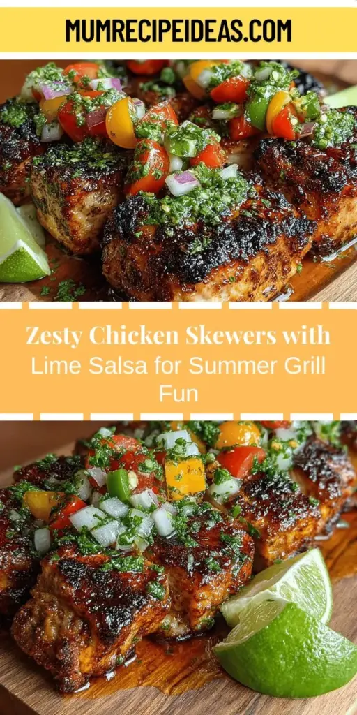 Brighten up your meal times with Zesty Chicken Skewers paired with a refreshing Fresh Lime Salsa. This delicious recipe is perfect for summer barbecues, quick weeknight dinners, or as a fun appetizer at gatherings. The marinated chicken is grilled to perfection, bursting with flavor, while the lime salsa adds a vibrant, zesty touch. Easy to prepare and adaptable for various occasions, these skewers are sure to become a new favorite in your kitchen. Enjoy fresh, wholesome ingredients and impress your family and friends!