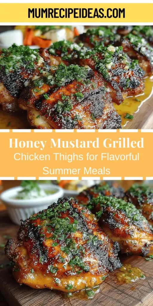 Get ready to elevate your grilling game with Sweet & Savory Honey Mustard Grilled Chicken Thighs! This dish combines the rich taste of juicy chicken thighs with a delightful marinade of honey and Dijon mustard, creating a perfect balance of sweet and tangy flavors. Ideal for summer barbecues or cozy dinners, this recipe is easy to prepare and ensures tender, succulent chicken every time. Pair it with grilled veggies, rice, or a fresh salad for a complete meal that will impress your family and friends. Enjoy the joy of grilling and delicious flavors!