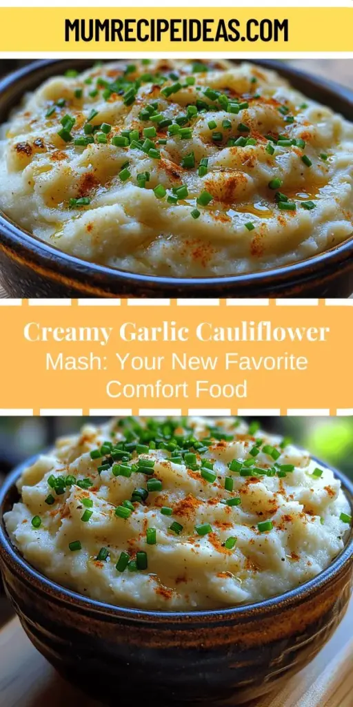 Discover the deliciousness of creamy garlic cauliflower mash, a healthy alternative to traditional mashed potatoes. This low-carb, gluten-free dish is packed with flavor and essential nutrients. Made from tender cauliflower, aromatic garlic, and creamy cream cheese, it offers a rich texture while being easy to customize for different diets, including vegan options. Perfect for family dinners or meal prep, this mash is not only satisfying but also a nutritious way to enjoy more veggies. Try it today for a comforting yet wholesome meal!