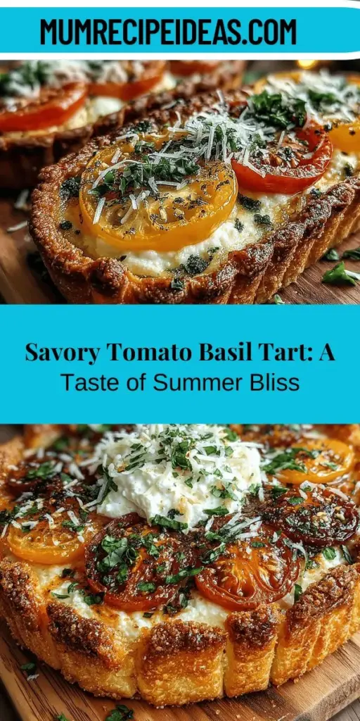 Discover the delicious Savory Tomato Basil Delight, a perfect blend of vibrant summer flavors that elevates any meal. This mouthwatering tart combines fresh tomatoes, aromatic basil, and creamy cheeses on a flaky puff pastry base. Ideal for lunch, appetizers, or gatherings, it not only looks beautiful but is packed with nutrients and health benefits from seasonal ingredients. Dive into this recipe and savor the joys of home cooking with a delightful dish that truly shines.