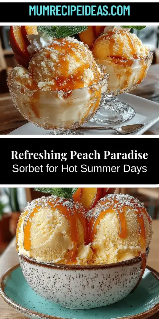Beat the heat this summer with a refreshing Peach Paradise Sorbet that showcases the natural sweetness of ripe peaches. This easy homemade recipe combines fresh ingredients into a smooth, fruity treat perfect for barbecues or a relaxing evening at home. Discover the simple steps of preparing, blending, and churning your sorbet, and learn how to elevate its flavor with herbs or complementary fruits. Enjoy a delicious dessert that’s not just tasty, but also packed with health benefits!