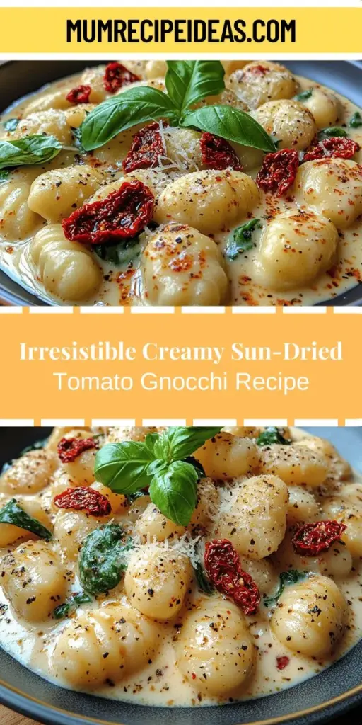 Discover the deliciousness of Creamy Sun-Dried Tomato Gnocchi, a perfect blend of flavor and comfort. This dish combines tender gnocchi with a rich, creamy sauce featuring sun-dried tomatoes, garlic, and fresh herbs. Ideal for any occasion, it brings a taste of Italy to your table. Whether you enjoy it as a vegetarian delight or add chicken or shrimp for a heartier meal, this recipe is sure to impress. Get ready to savor every bite!