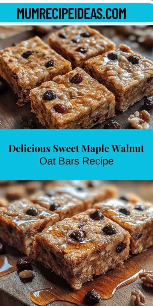 Discover the delightful combination of flavors and nutrition with Sweet Maple Walnut Oat Bars! These versatile treats are packed with rolled oats, crunchy walnuts, and the natural sweetness of maple syrup, making them perfect for busy mornings or post-workout snacks. Easy to make, customizable with your favorite additions, and rich in healthy fats and fiber, these bars are an ideal guilt-free indulgence. Embrace delicious snacking while nourishing your body with this wholesome recipe!