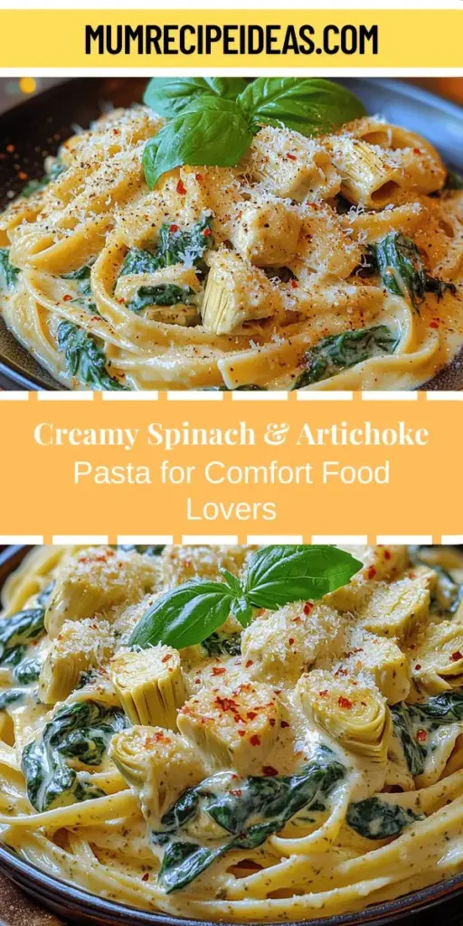 Discover the irresistible Savory Spinach & Artichoke Indulgence Pasta, a creamy delight that beautifully blends health and indulgence. This comforting dish features vibrant spinach and hearty artichokes, making it a nutritious choice packed with essential vitamins. Perfect for vegetarians and pasta lovers alike, it pairs well with various pasta types and can be easily tailored to accommodate dietary needs. Elevate your mealtime with this deliciously creamy pasta that satisfies cravings while nourishing the body.