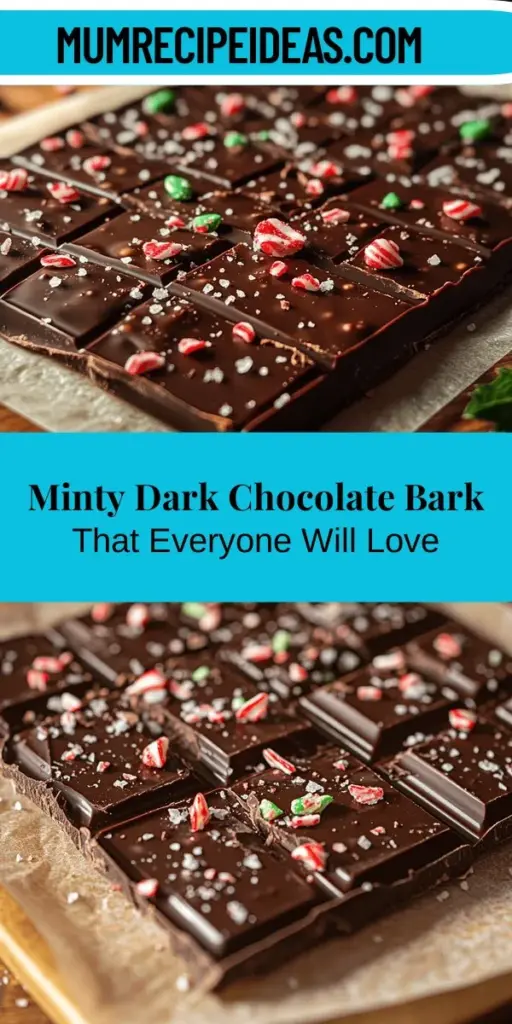 Discover the delightful Minty Dark Chocolate Bark recipe that brings together rich dark chocolate and fresh mint for a perfect treat. This easy-to-make dessert is ideal for satisfying sweet cravings, gifting, or holiday celebrations. With endless possibilities for toppings like nuts, dried fruits, and a sprinkle of sea salt, each bite offers a blend of flavors and textures. Experience a fusion of taste that’s not only pleasing but also packed with health benefits. Enjoy this gourmet snack that impresses everyone!