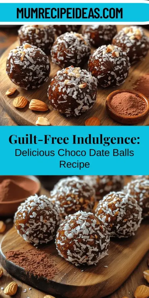 Discover the joy of guilt-free snacking with these delicious Choco Date Balls! Made from wholesome ingredients like Medjool dates, nuts, and cocoa powder, these bite-sized treats are perfect for satisfying your sweet cravings. They're not only vegan and gluten-free but also packed with nutrients that nourish your body. The recipe includes easy step-by-step instructions, customization tips, and insights into the health benefits of each ingredient. Indulge your taste buds while staying on track with your health goals. Try making a batch today and enjoy these delightful, nutritious snacks!