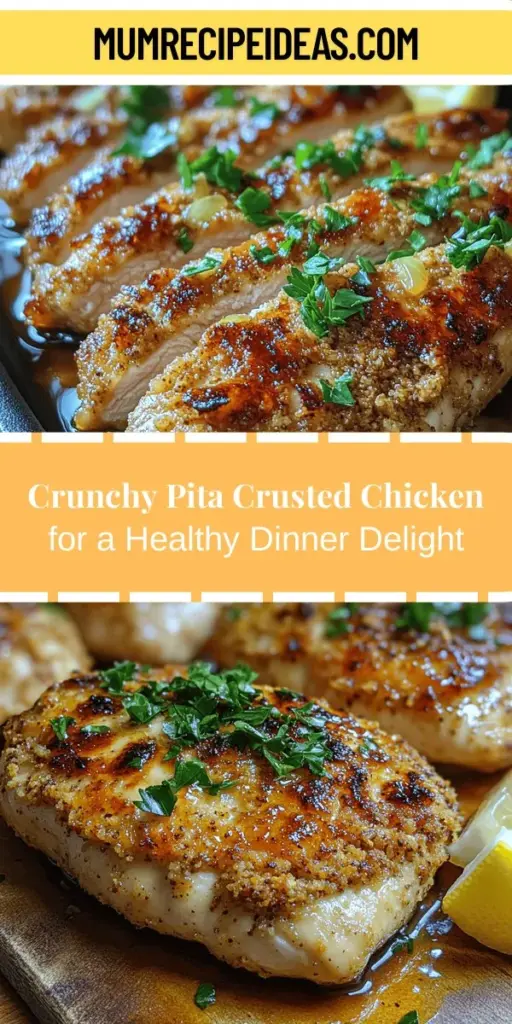 Discover a healthier twist on dinner with this Crunchy Pita Crusted Chicken recipe. This dish combines juicy chicken breasts with a satisfying whole wheat pita crust, delivering flavor and crunch in every bite. Marinated in tangy yogurt for tenderness, it's seasoned with aromatic spices for an extra flavor kick. Perfect for families or anyone seeking delicious and nutritious meals, this easy-to-follow recipe will become a go-to favorite in your kitchen. Learn to create a crispy, golden exterior while keeping the meat succulent and savory. Enjoy a delightful culinary experience that's both healthy and satisfying!
