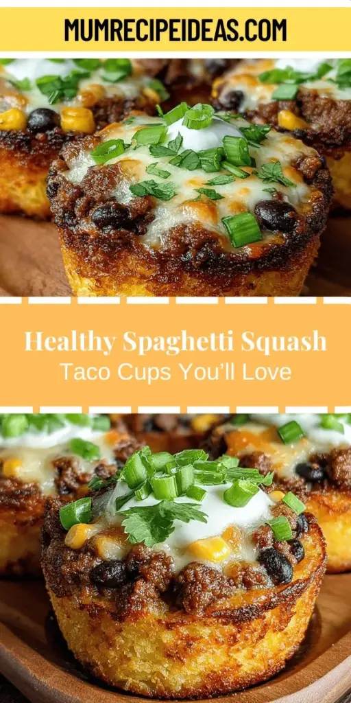 Discover a delicious and healthy twist on tacos with Spaghetti Squash Taco Casserole Cups! This recipe transforms traditional tacos into nutritious, low-carb, and gluten-free individual cups using spaghetti squash. Packed with flavor and easy to prepare, these casserole cups are perfect for busy families or meal prep enthusiasts. With wholesome ingredients like ground turkey, black beans, and fresh veggies, they're a satisfying option for everyone. Elevate your meals with this delightful dish!