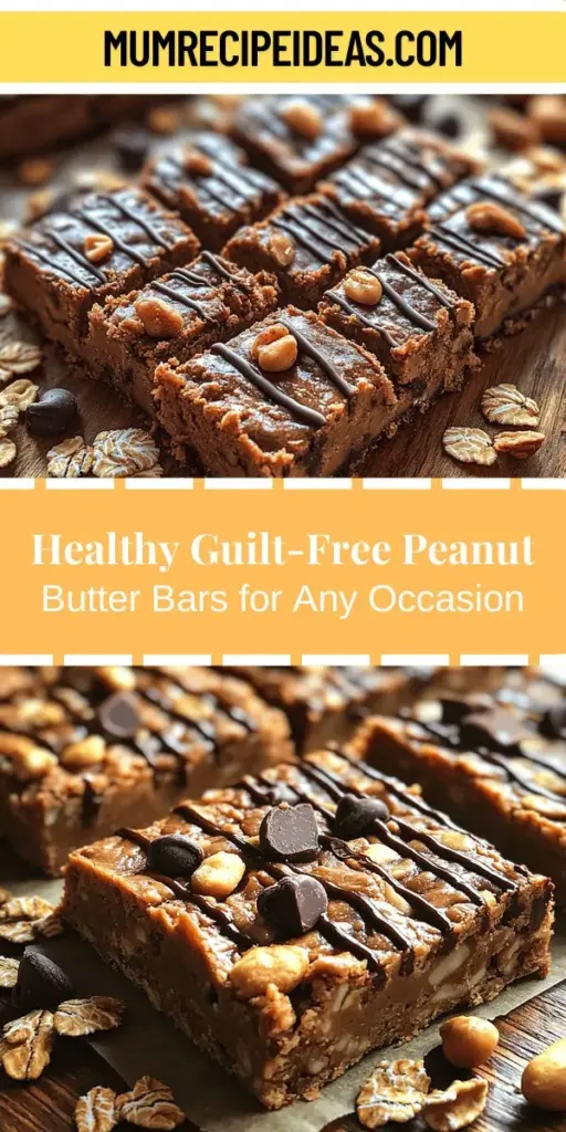 Discover the joy of Guilt-Free Peanut Butter Bars, a delightful and healthy snack perfect for any occasion. Made with natural ingredients like peanut butter, rolled oats, and protein powder, these bars are both satisfying and nutritious. They’re naturally sweetened and packed with protein, making them ideal for a pre-workout energy boost or a guilt-free dessert. Easy to prepare, you can customize them to suit your taste with add-ins like cocoa powder or dark chocolate. Enjoy a wholesome treat that supports your health goals!