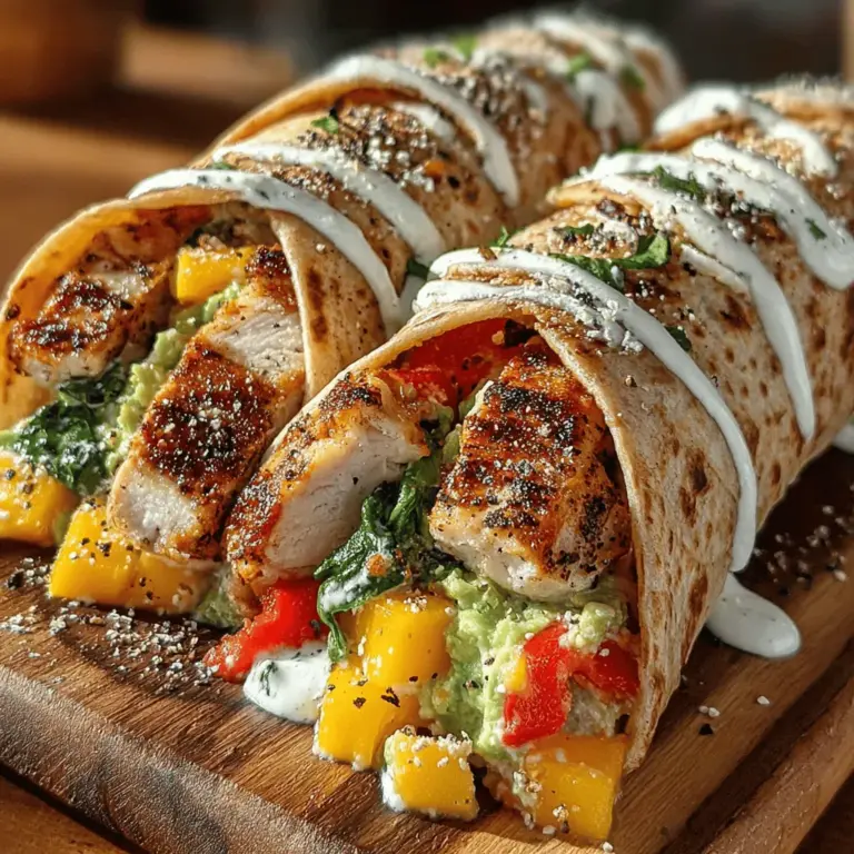 In today’s fast-paced world, finding meals that are both nutritious and satisfying can often feel like a challenge. Enter the Mango Basil Chicken Wraps – a culinary creation that beautifully marries the sweetness of ripe mango with the aromatic freshness of basil, all wrapped around tender, marinated chicken. This dish not only tantalizes the taste buds but also provides a well-rounded nutritional profile, making it a perfect choice for those with busy lifestyles. Whether you’re looking for a quick lunch, a light dinner, or an easy dish to take along for a picnic, these wraps are incredibly versatile and can be enjoyed any time of day.