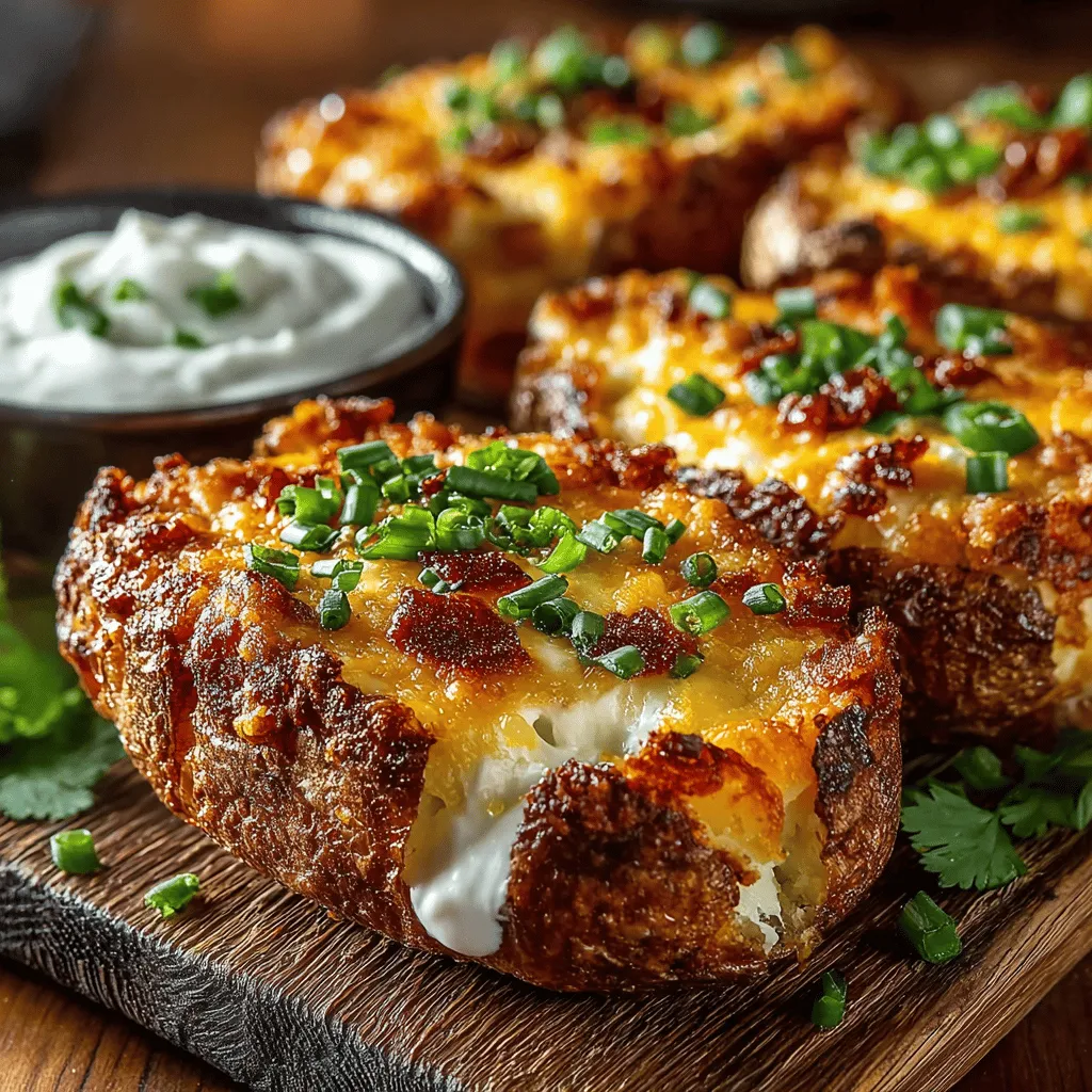 In the realm of appetizers, few dishes can rival the enticing allure of Cheesy Jalapeño Explosion Potato Skins. This mouthwatering treat combines the crispy texture of baked potato skins with a rich, creamy filling, all heightened by the fiery kick of fresh jalapeños. Whether you're gearing up for a game day celebration, hosting a casual gathering, or simply indulging in a fun snack, these potato skins are sure to impress your guests and tantalize your taste buds. Easy to prepare and packed with flavor, they promise to be a guaranteed crowd-pleaser.