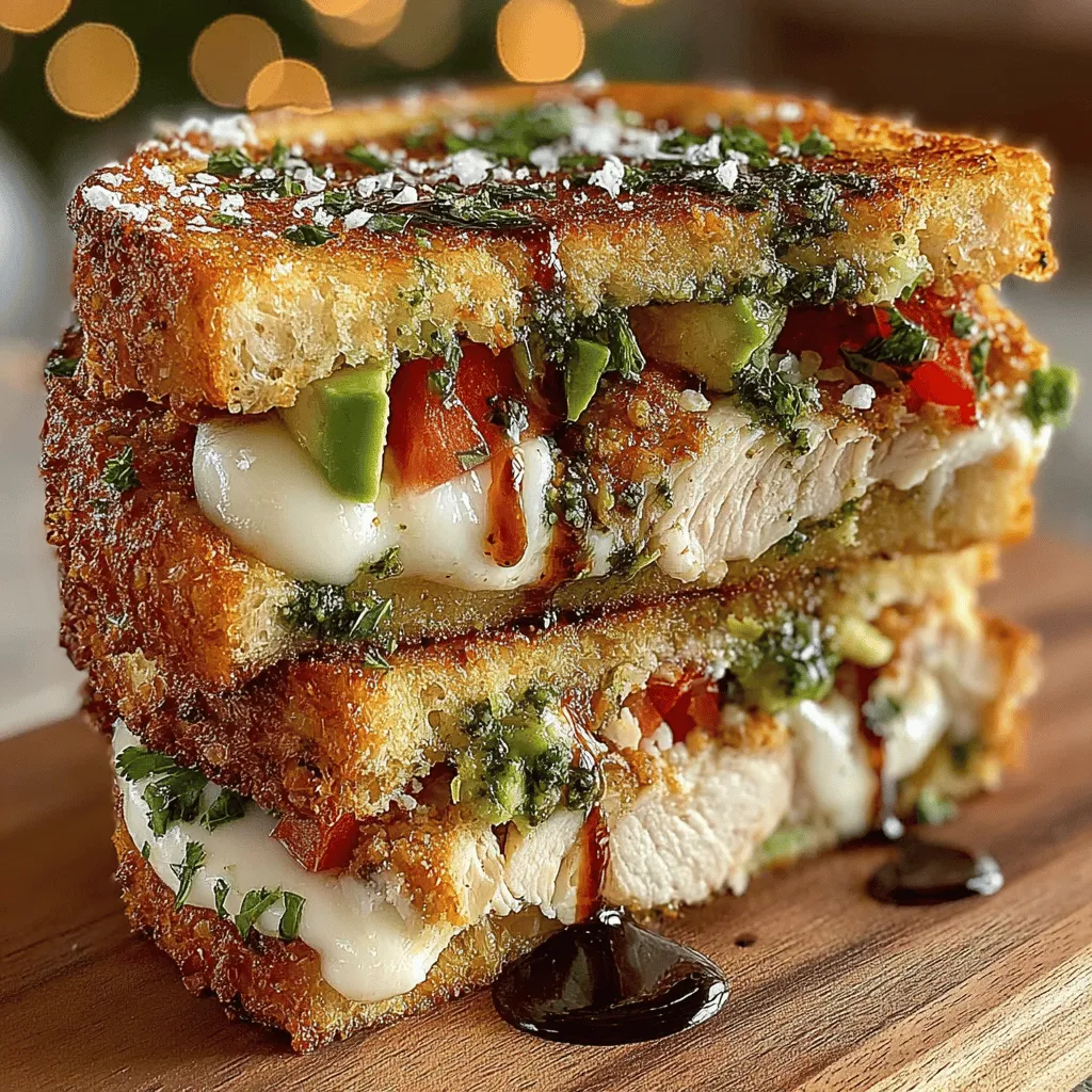 The Pesto Chicken Caprese Grilled Sandwich is a culinary delight that brings together vibrant flavors and textures in a way that excites the palate. This delicious sandwich is a perfect choice for quick lunches, casual dinners, or even as a standout option for gatherings and picnics. It marries the classic elements of a Caprese salad—fresh basil, ripe tomatoes, and creamy mozzarella—with the heartiness of grilled chicken and the aromatic richness of pesto. The result is a sandwich that not only satisfies hunger but also offers a burst of freshness that makes every bite memorable.