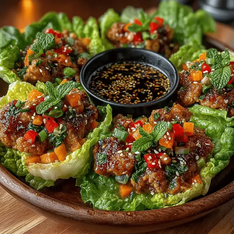 To elevate the flavor profile of your Honey Garlic Chicken Lettuce Cups, fresh green onions are a fantastic addition. Their mild onion flavor and vibrant green color can enhance the dish’s overall taste and presentation. Simply chop the green onions finely and sprinkle them over the top of your assembled cups just before serving. This not only adds a delightful crunch but also a pop of color that makes your dish visually appealing.