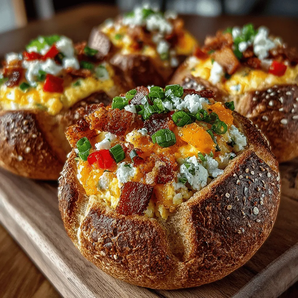 Exploring the world of breakfast options often leads to delightful discoveries, and one such gem is the Mini Egg Muffin Bread Bowls. These little culinary wonders take the concept of traditional egg muffins and elevate it with a creative twist, making them not just food but a delightful experience. Imagine fluffy eggs, savory cheese, and colorful vegetables all snugly nestled in a warm, edible bowl—this recipe promises to satisfy morning hunger pangs while adding a playful element to your brunch spread.